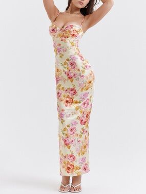 House of CB JOSEFINA Ivory Floral Maxi Dress